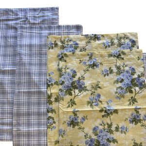 Laura Ashley Cassidy Cotton Floral Plaid Shams X2 Euro X2 King Cottage Farmhouse